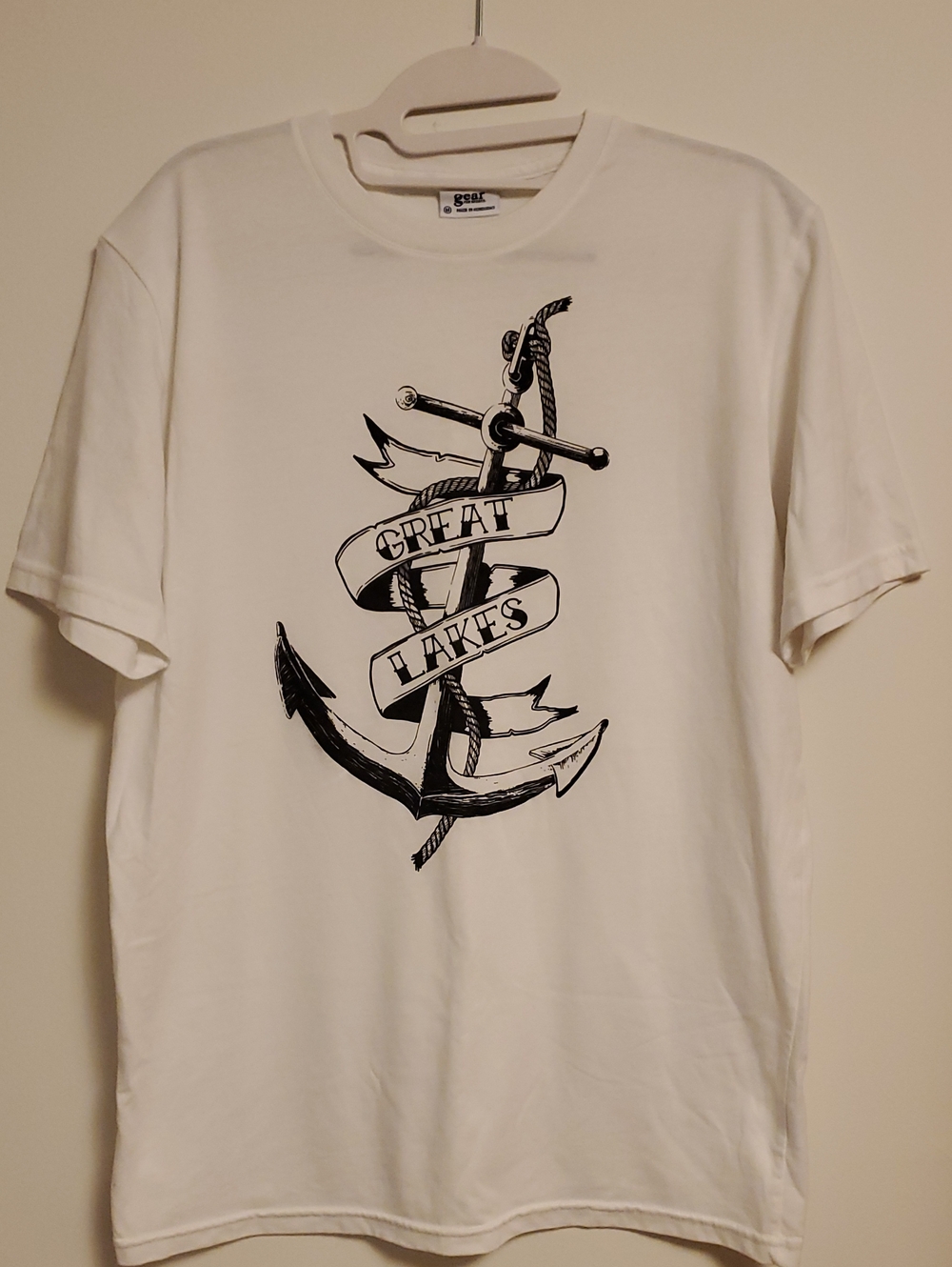 Gear For Sports White Graphic Anchor Tee Boating Fishing Men Women Size M
